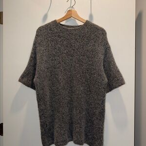 [Zara] Cozy Gray Half Sleeves Knit Sweater